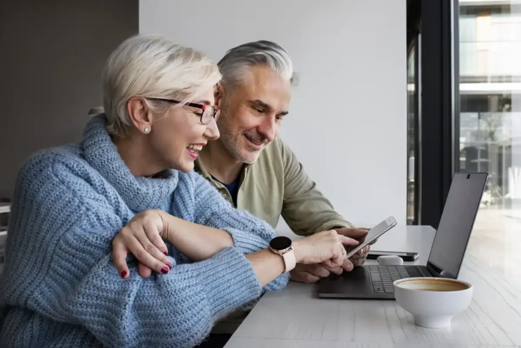 Old Couple Learning Use Technology